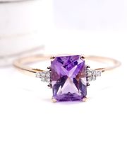 Sehr sch�ner Ring mit Amethyst und Diamanten aus 417/000 (10ct) Gelbgold B4540