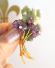 Grosse vintage Veilchen Brosche aus 750 Gelbgold Amethyst + Nephrit Jade B3679
