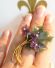 Grosse vintage Veilchen Brosche aus 750 Gelbgold Amethyst + Nephrit Jade B3679