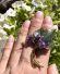Grosse vintage Veilchen Brosche aus 750 Gelbgold Amethyst + Nephrit Jade B3679
