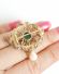 Antike Brosche/Anhnger Barock 585 Gelbgold mit Muzo Smaragd + 4,85ct Diamanten B3703