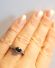 Schner vintage Ring mit blauem Saphir + Brillanten aus 750/000 Weissgold B3844