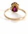 Antiker Art Deco Ring mit Rubin + Diamanten in 750/000 Gelbgold + Platin B3859