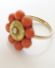 Antiker schner Spt Biedermeier Ring mit Lachs-Koralle aus 750 Gelbgold B3945