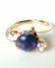 Antiker Ring um 1900 aus 585/000 Gelbgold mit blauem Opal und Saphiren B3987
