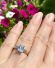 Hochwertiger vintage Ring 375 Weissgold + Platin Aquamarin + Diamanten B4020