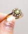 Victorianischer englischer Ring 9ct Gelbgold mit Peridot + Saatperlen B4059