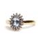 Englischer vintage Ring aus 750/000 Gelbgold mit Aquamarin + Diamanten B4065