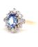 Edler englischer vintage Ring mit Saphir und Brillanten 750/000 Gelbgold B4124