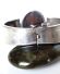Breiter Modernist Armreif aus 925/000 Silber mit grossem Bernstein B4069