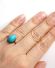 Antiker britischer Art Deco Ring aus 9ct Gelbgold mit Edel Trkis B4134