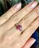 Schner englischer vintage Ring mit rosa Topas und Diamanten 375 Gelbgold B4141