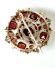 Antike schne grosse Brosche 8ct Gelbgold mit Granaten + Perlen um 1900 B4168