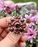 Antike schne grosse Brosche 8ct Gelbgold mit Granaten + Perlen um 1900 B4168