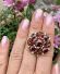 Antike schne grosse Brosche 8ct Gelbgold mit Granaten + Perlen um 1900 B4168