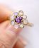 Sehr schner englischer vintage Ring 375/000 Gelbgold Amethyst + Opale B4247