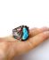 Indianer Navajo Ring aus 925 Sterling Silber mit Trkis und Carneol B4294