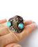 Indianer Navajo Ring aus 925 Sterling Silber mit T�rkis und Kralle B4288