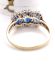 Stattlicher englischer vintage Ring mit Saphir + Diamanten 375 Gelbgold B4376