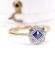 Antiker britischer Art Deco Ring 750 Gelbgold + Platin Saphir + Diamanten B4438