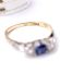 Sch�ner antiker Ring mit Saphir und Diamanten 750 Gelbgold + Platin B4440