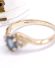 Edler englischer vintage Ring mit Blautopas und Diamanten 375 Gelbgold B4467