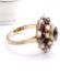 Edler vintage Ring aus 333/000 Gelbgold mit b�hmischen Granaten + Perlen B4504