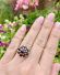Edler vintage Ring aus 333/000 Gelbgold mit b�hmischen Granaten + Perlen B4504