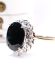 Stattlicher englischer vintage Ring Saphir + Diamanten 375/000 Gelbgold B4526