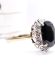 Stattlicher englischer vintage Ring Saphir + Diamanten 375/000 Gelbgold B4526