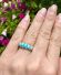 Edler englischer vintage Ring mit T�rkis + Diamanten in 375/000 Gelbgold B4520