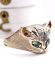Extravager englischer vintage Katzen Ring 375 Gold Smaragd + Diamanten B4535