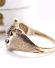 Extravager englischer vintage Katzen Ring 375 Gold Smaragd + Diamanten B4535